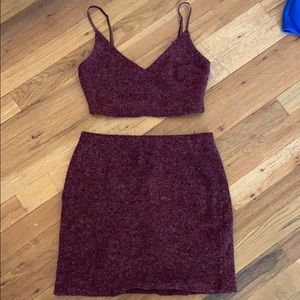 maroon 2 piece dress set